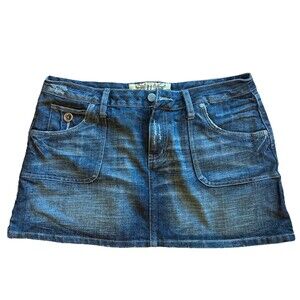 Vintage Y2K 2000’s Hint Jeans Denim Button Down Mini Skirt Size 11 New NOS